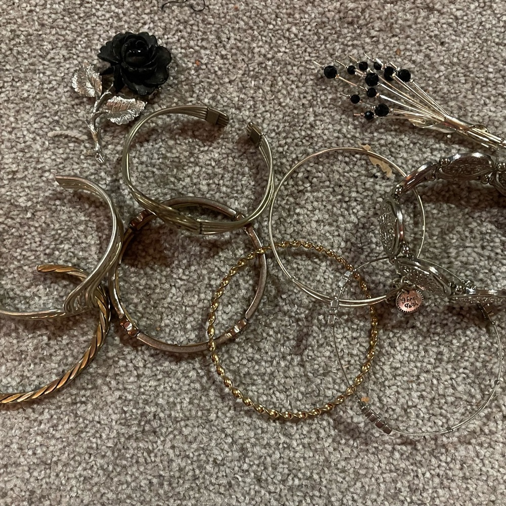 7 Vintage Bracelets and 2 Pins